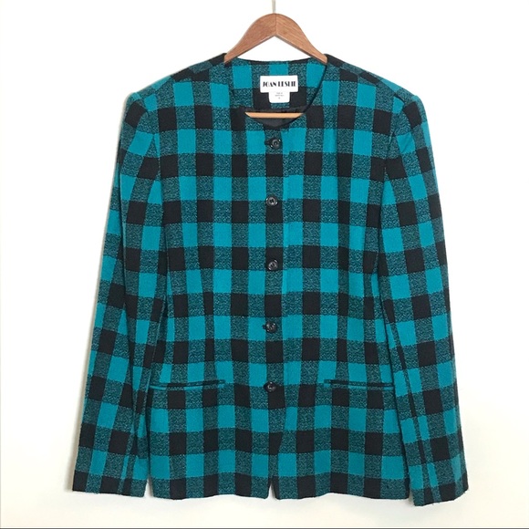 Vintage JOAN LESLIE Gingham Print Button Up Jacket - Picture 2 of 4